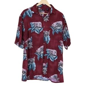 Pierre Cardin Hawaiian Shirt Men's L Button-up‎ Short Sleeve